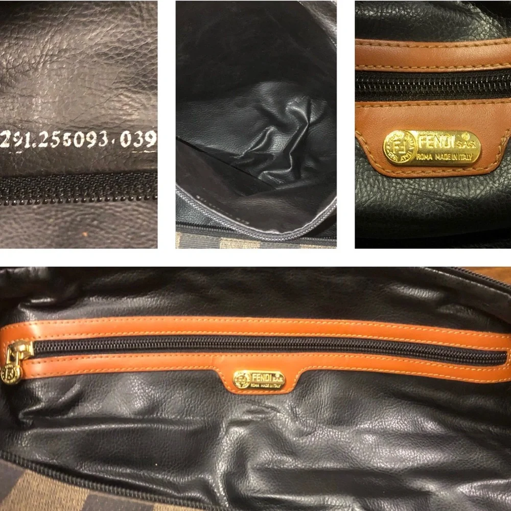WFENDI Pequin Pecan Stripe Bandolier Boston Travel Bag 50cm FENDI Shoulder Strap - Picture 9 of 17